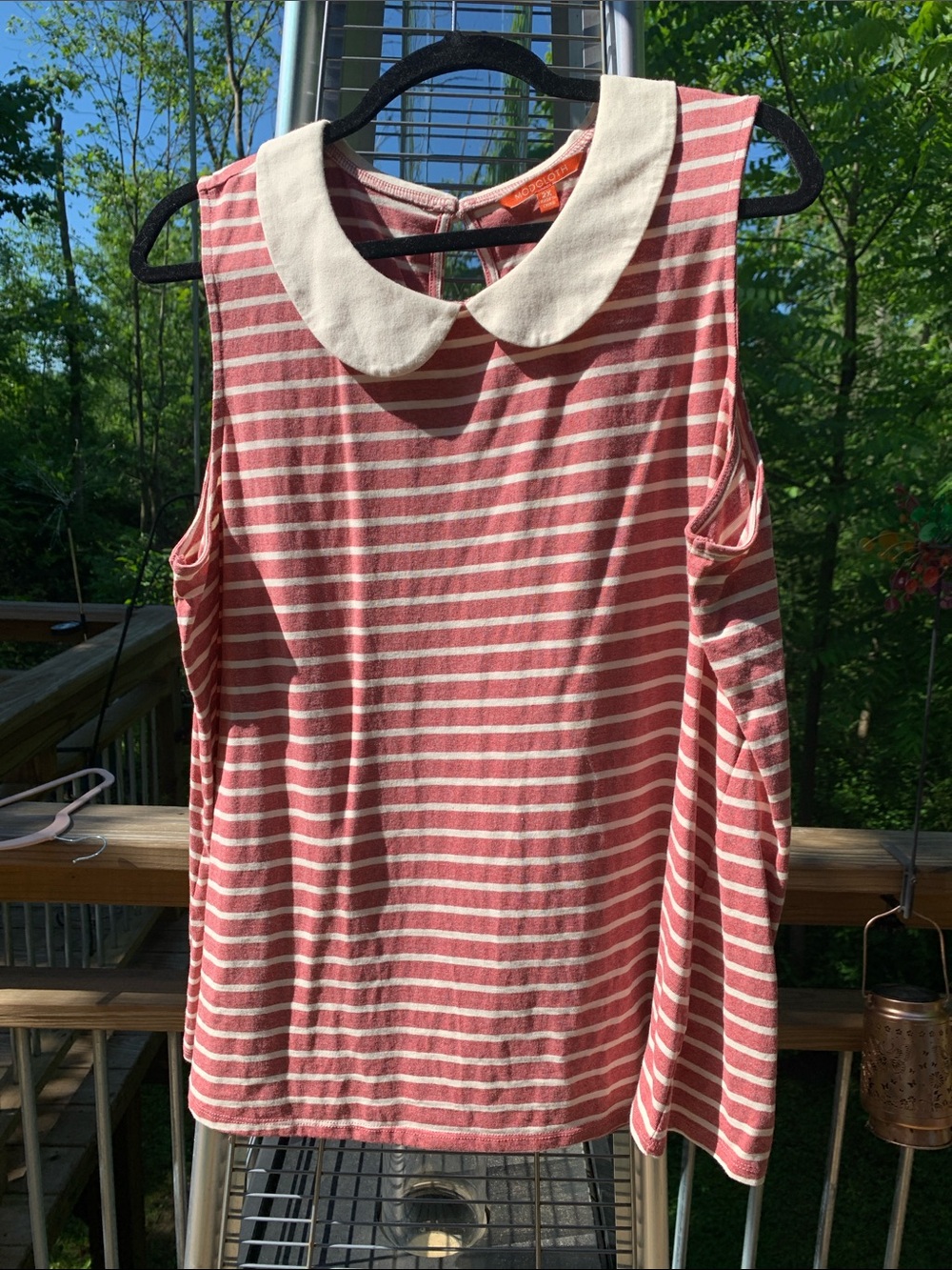 Modcloth Red and White Striped Tank with Cream Peter Pan Collar